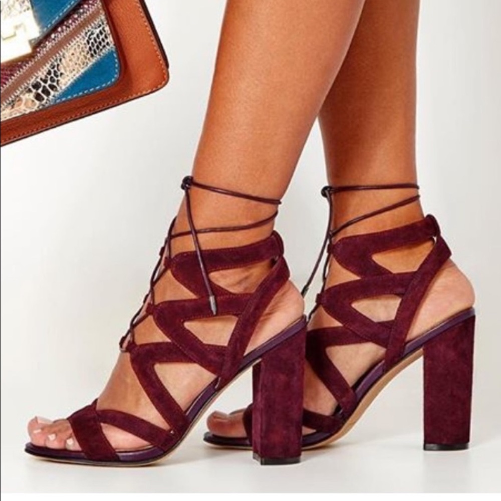 Sam Edelman Suede lace up sandals 4” heel